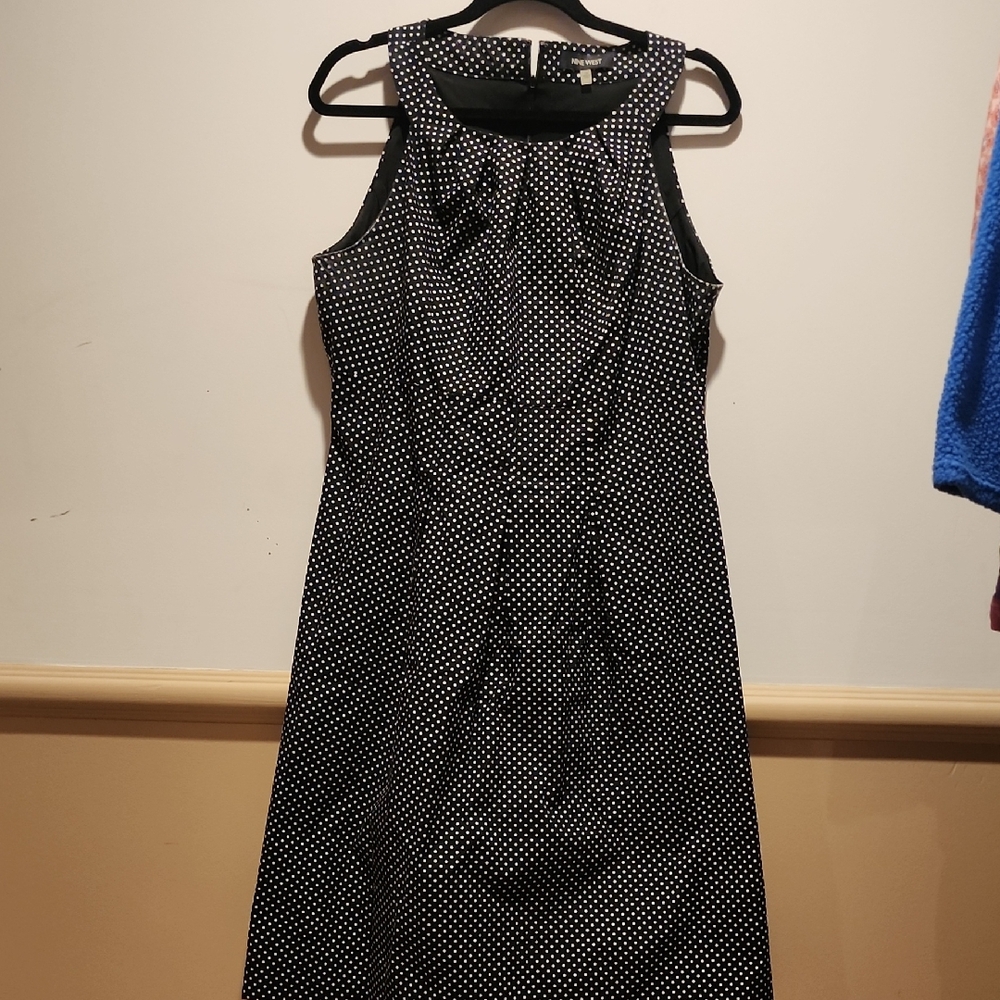 Chic Black and White Polka Dot Midi Dress